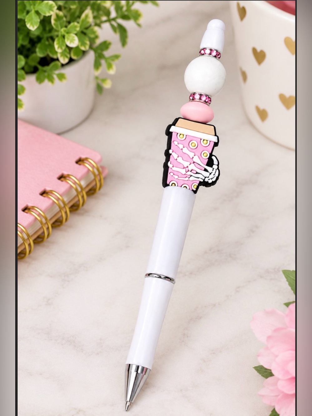 Cute Pink Beaded Pen